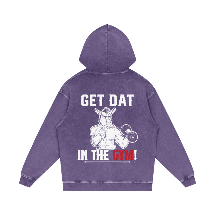 "Get Dat 'Ass' In The Gym" Acid Wash Oversize Hoodie