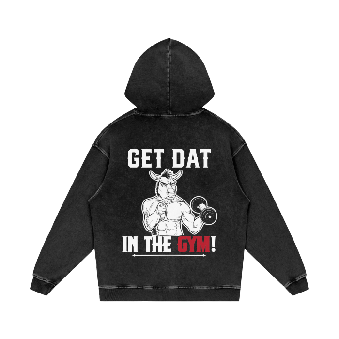 "Get Dat 'Ass' In The Gym" Acid Wash Oversize Hoodie