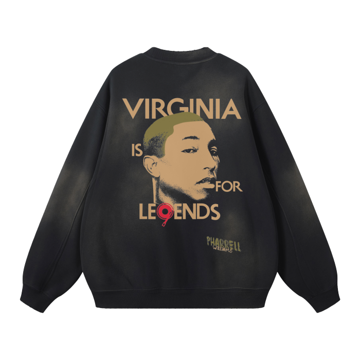 Pharrell Williams Streetwear Unisex Monkey Washed Dyed Fleece Pullover