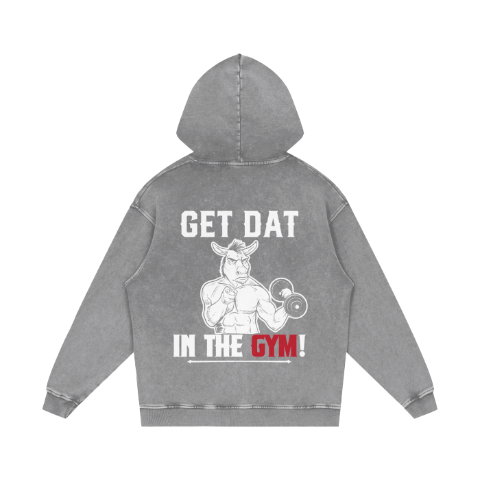 "Get Dat 'Ass' In The Gym" Acid Wash Oversize Hoodie