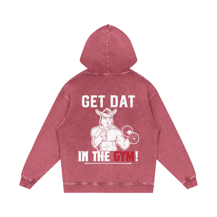 "Get Dat 'Ass' In The Gym" Acid Wash Oversize Hoodie