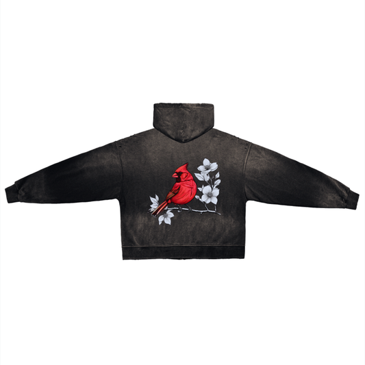 VA'Tality Post-Apocalyptic Aesthetic Pure Cotton Hand-Frayed Monkey Washed Zip Hoodie